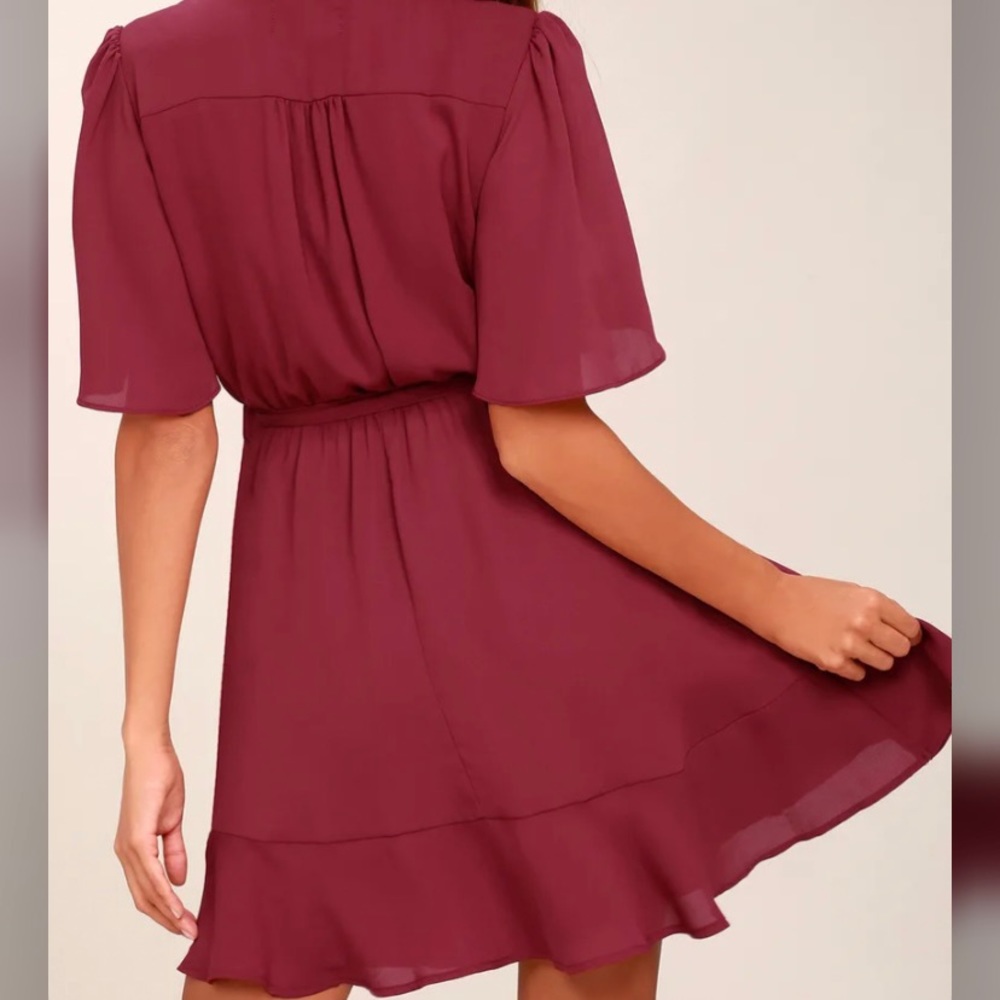 Lulus Absolute Affection Burgundy Wrap Dress Size… - image 3